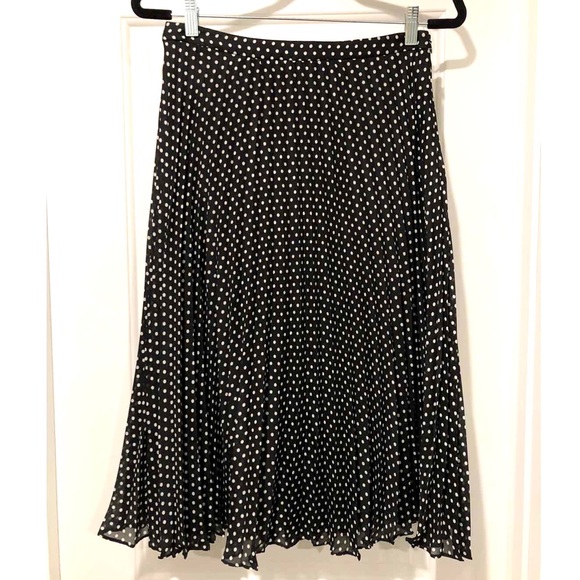 LOFT Polka Dot Pleated Skirt - Picture 1 of 5